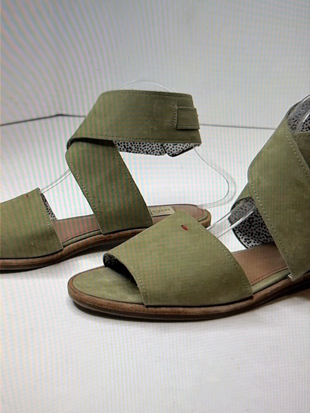 ED Ellen Degeneres Black Leather  Wide-Strap Flat Sandals